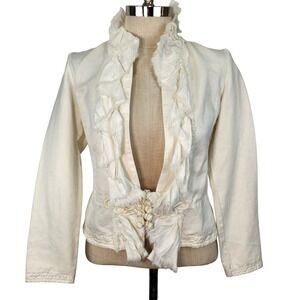 Spool Fairygoth Cream Ruffle Frog Closure Jacket Womens S Victorian Style
